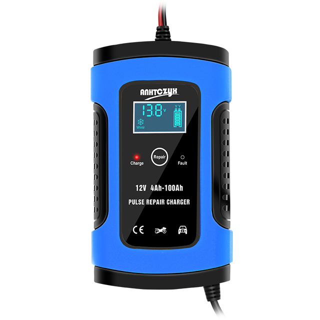 ZYX-J10 E-FAST 3-Stage 12V6A Lead Acid Battery Charger Fully Automatic Intelligent for Car Motorcycle Scooter Tricycle Portable Pulse Repair 