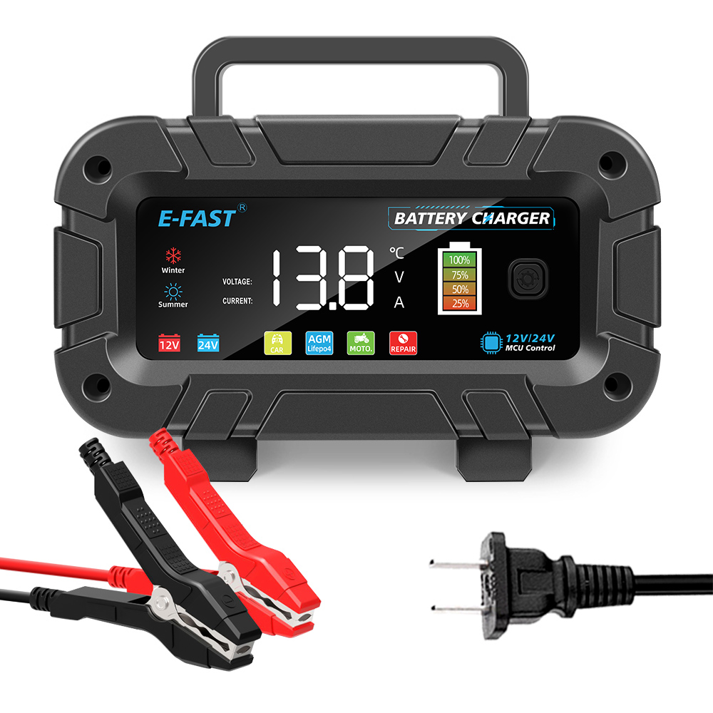 Large Screen TK-1200 Professional Fully Automatic Intelligent Lead Acid LifePo4 Battery Charger 12V20A 24V10A for Car Truck Boat