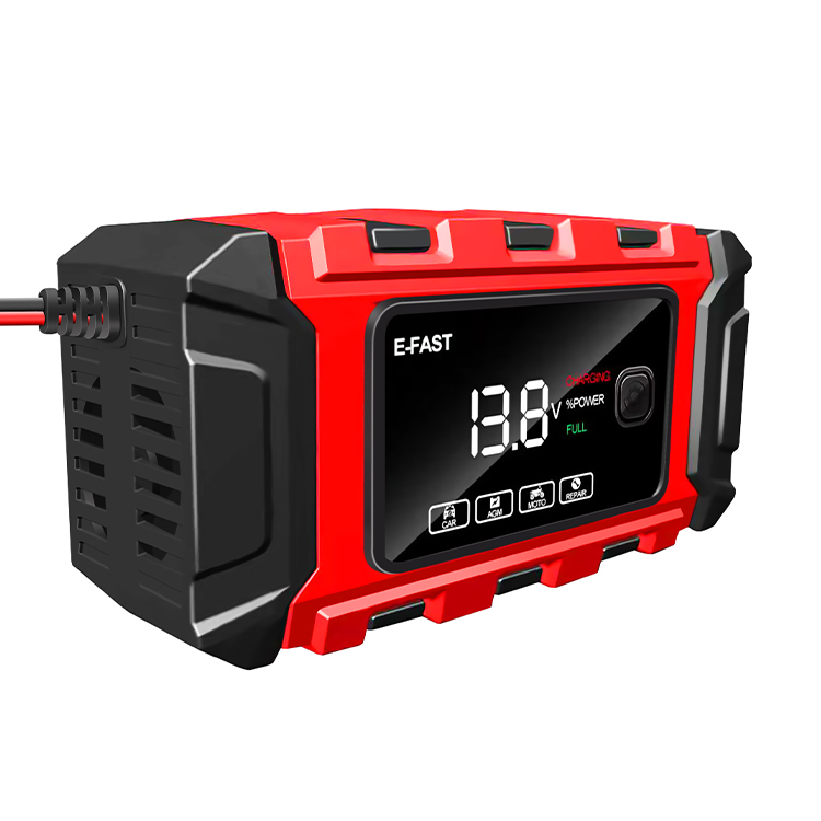 TK-360 LCD Display Portable Car Charger E-fast 12V 6A 3-stages Electric Motorcycle Car 3 Stage Charging Process Charging Power 96W 12V6A