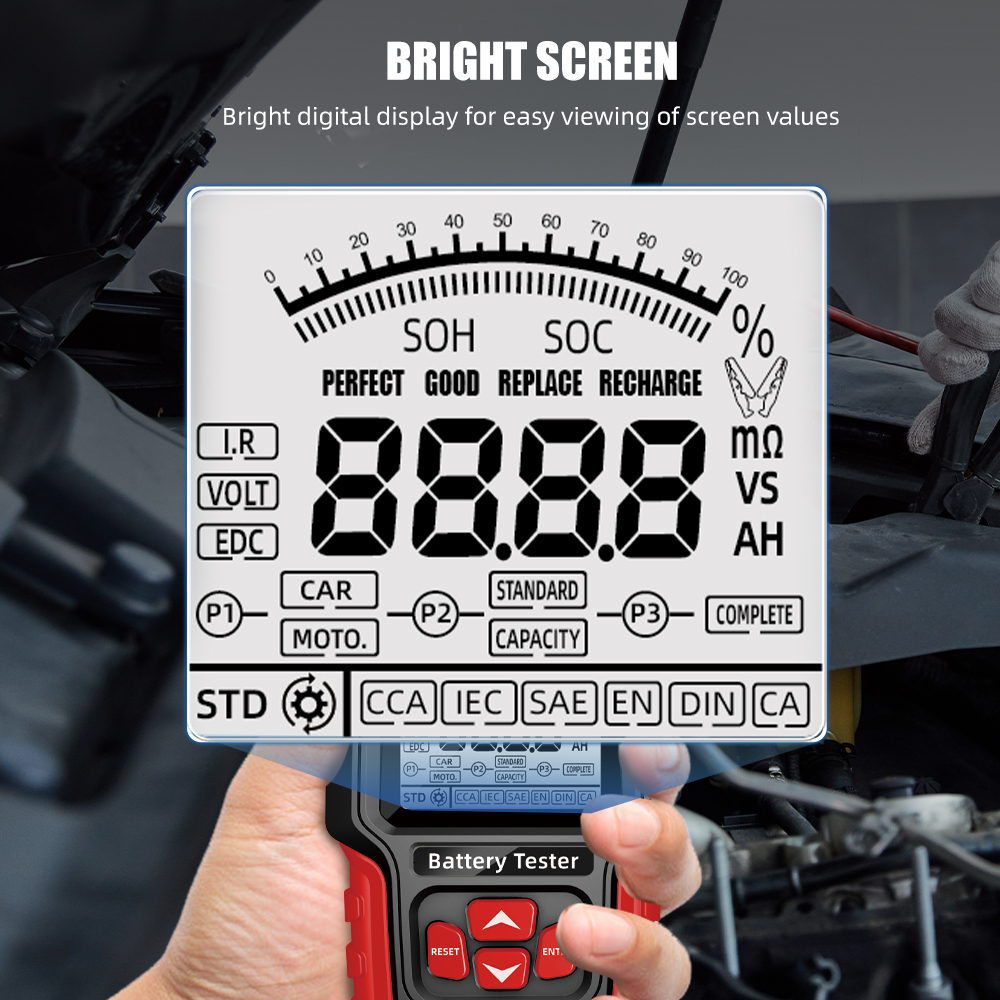 12V 24V Car Battery Tester for 2000CCA Wet/GEL/SLA/Flooded/EFB/Lead-Acid/AGM Battery Analyzer Test Tool Digital Analyzer Tester