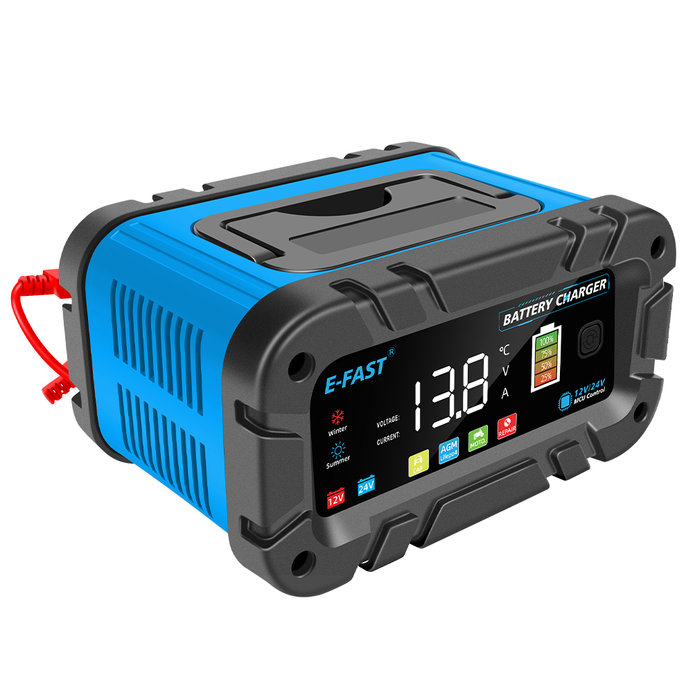 Large Screen TK-1200 Professional Fully Automatic Intelligent Lead Acid LifePo4 Battery Charger 12V20A 24V10A for Car Truck Boat